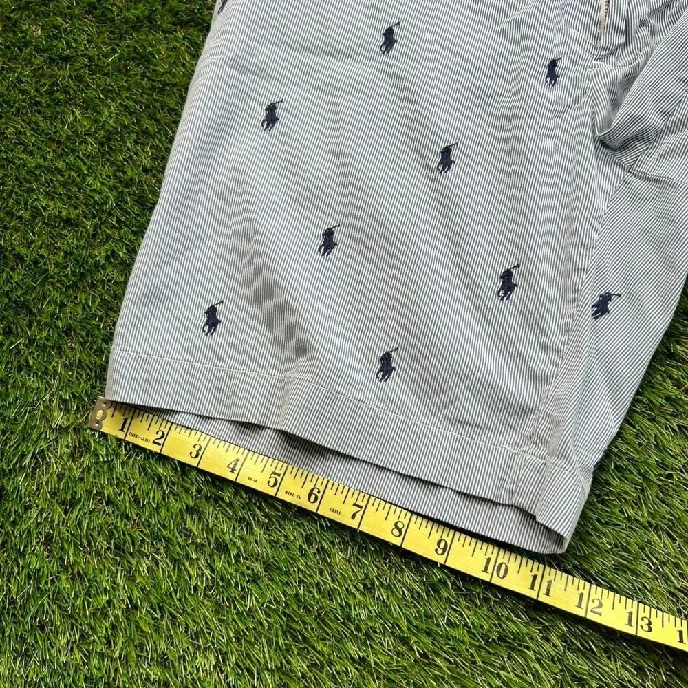 Polo Ralph Lauren Pony Print Prospect Shorts Mens 38 Blue Stripe Cotton Golf